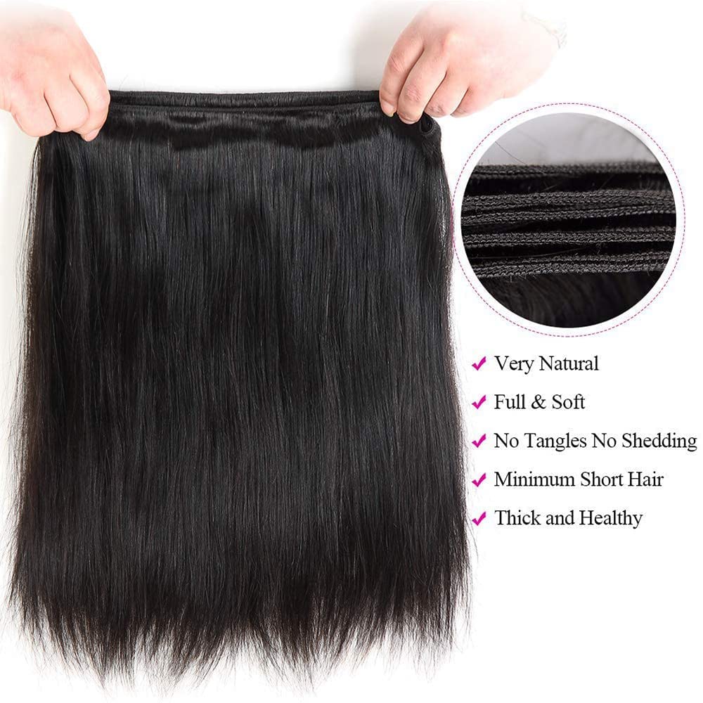 100% Virgin Human Hair Bundles Straight Silky Soft Sew-In Weave Brazilian Hair Weft 100g