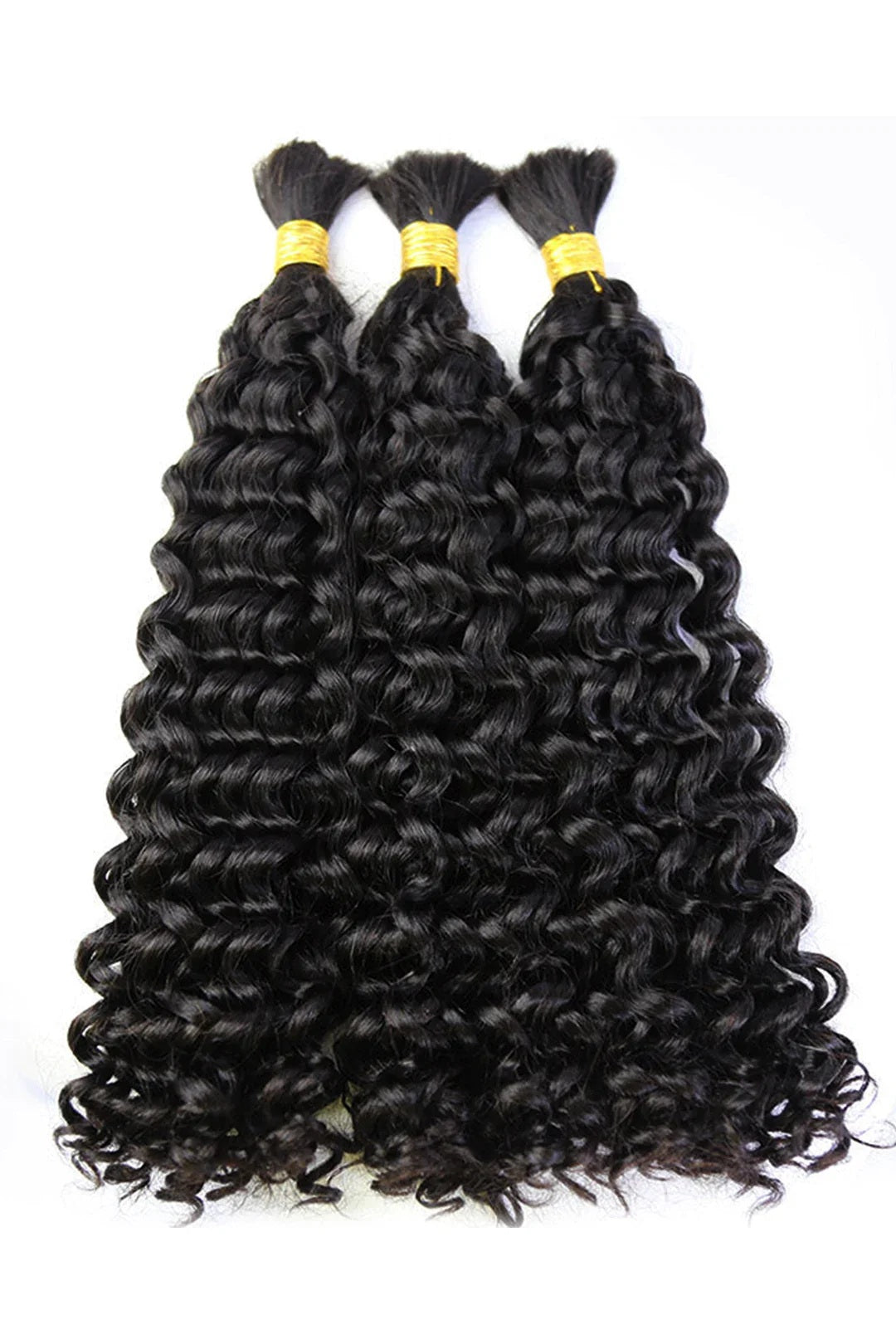 Boho Hair Bulk Virgin Remy Human Hair for Boho Braids, Water Wave Bulk for Braiding Bohemian Knotless Braids 100g #1B Natural Color