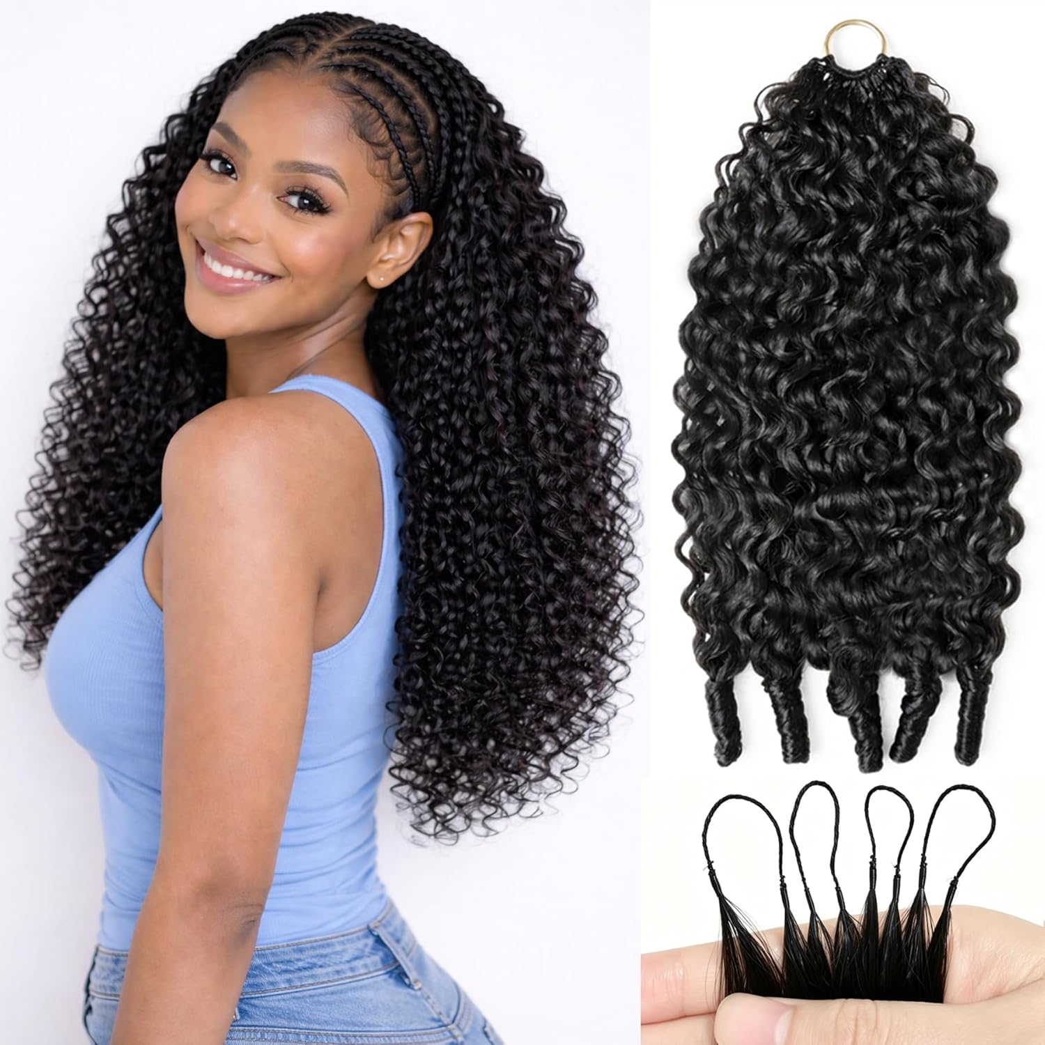 Virgin Human Hair Bundles Burmese Curl Silky Soft Feather Crochet Hair Braids 100g/bundle Natural Color