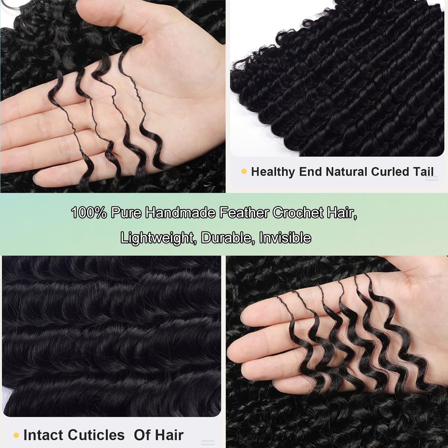 Virgin Human Hair Bundles Deep Wave Silky Soft Feather Crochet Hair Braids 100g/bundle Natural Color