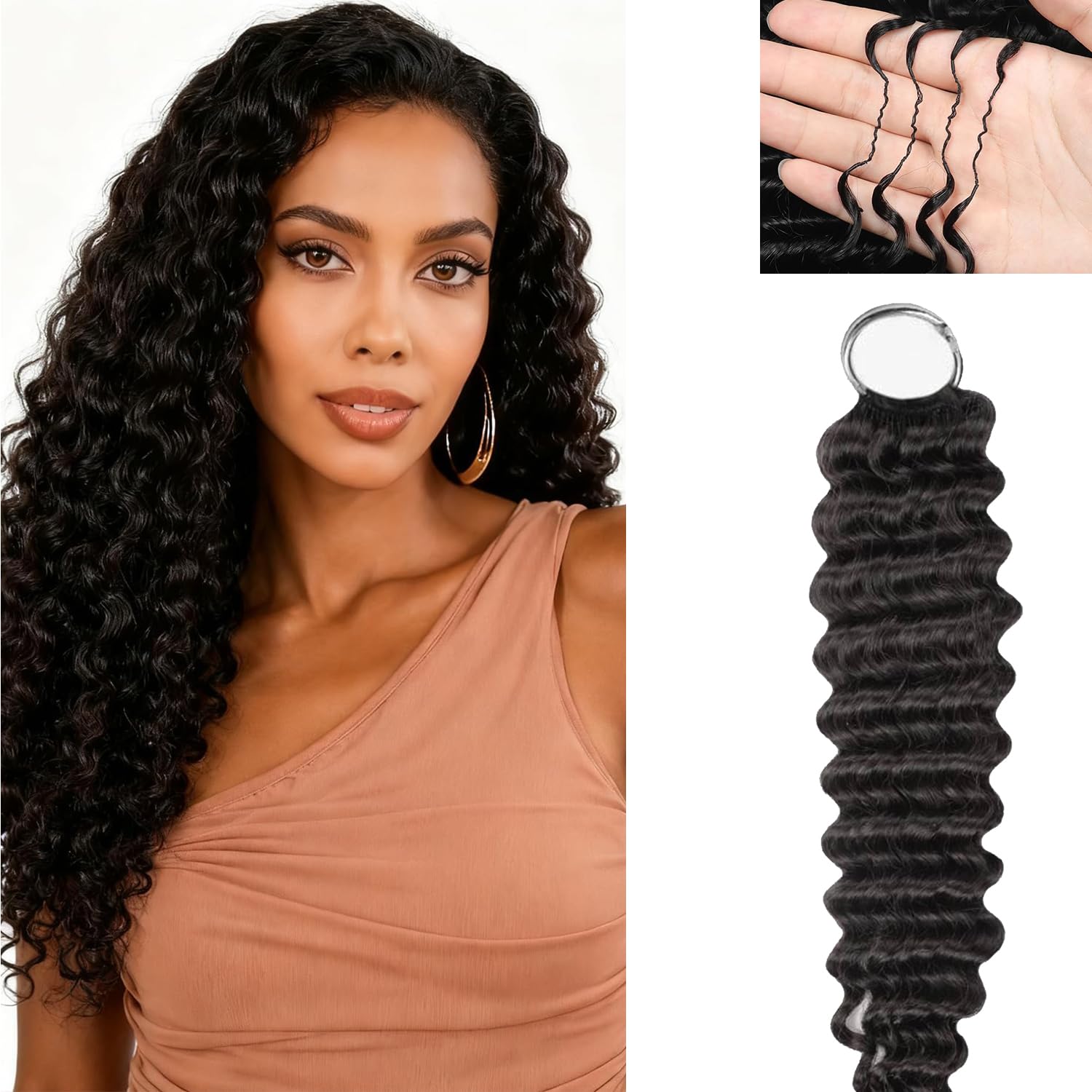 Virgin Human Hair Bundles Deep Wave Silky Soft Feather Crochet Hair Braids 100g/bundle Natural Color